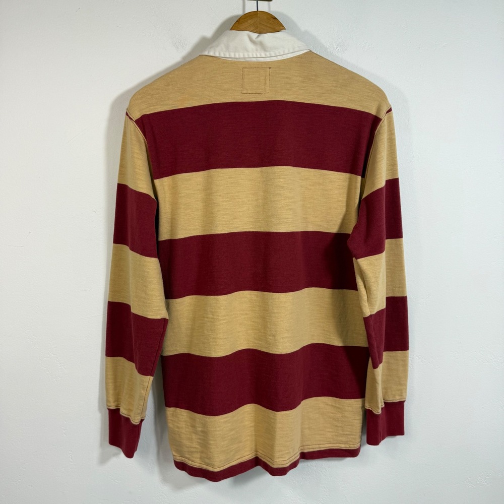 Tailgate Rugby Shirt Yellow Burgundy Striped Preppy Collegiate Heritage Polo M - Picture 7 of 15